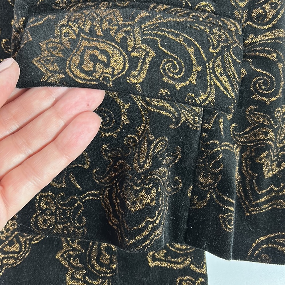Lauren Ralph Lauren Black Velvet Gold Brocade Blazer - Picture 9 of 12